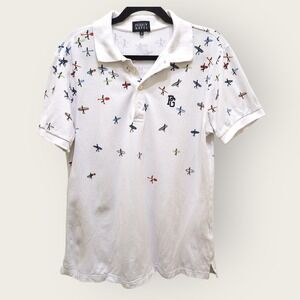 Pearly Gates‎ Japan Lux Men's White Surfboard Print Golf Polo Shirt Size 6 (L?)